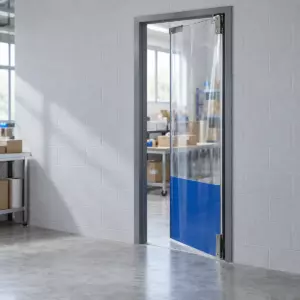 Маятниковая распашная одностворчатая эластичная дверь из ПВХ 260*100